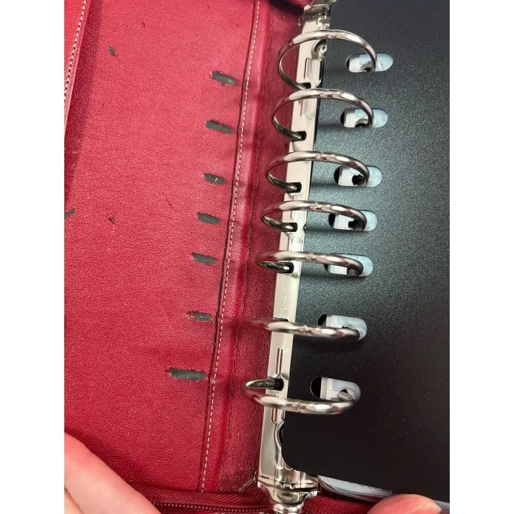 Franklin Covey Planner Red Leather 6 Ring Zip Around